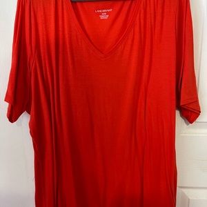 Lane Bryant 26/28 orange/Red v neck short sleeve tee, new, tag on